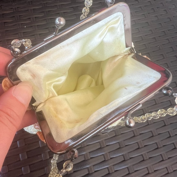 Clutch Purse with Sequins, Cloth Roses and Beaded Handles Prom, Wedding, Formal - Picture 7 of 9